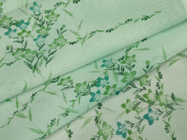 平和屋着物＊夏物 小紋 絽 扇面草花文 正絹 逸品 AAAZ4711jd