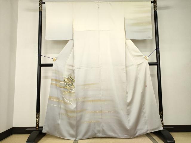 長閑やかさ屋御召しもの●万物の霊長国宝 福田喜三郎 短い訪問着 刺しゅう 絵巻文 暈し染め 金彩 正絹 珠玉 AABJ3142ck