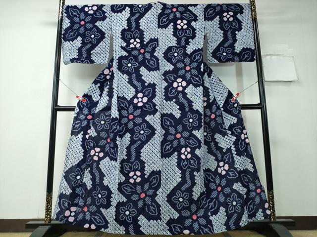 平和屋着物∴夏物 浴衣 有松鳴海絞り 舞菊文 綿 逸品 CAAY4437ng|平和屋