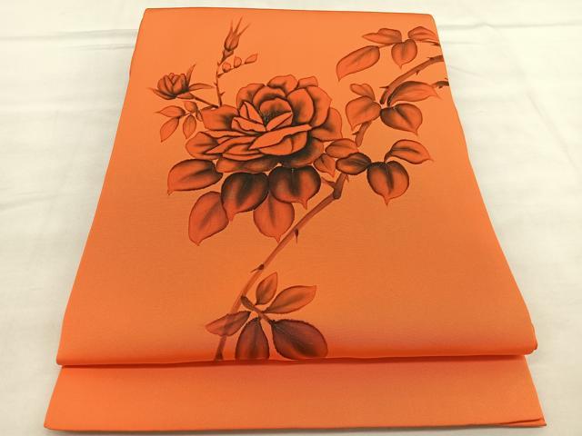 平和屋着物○京友禅作家 山科春宣 九寸名古屋帯 手描き 草花文 伽羅色