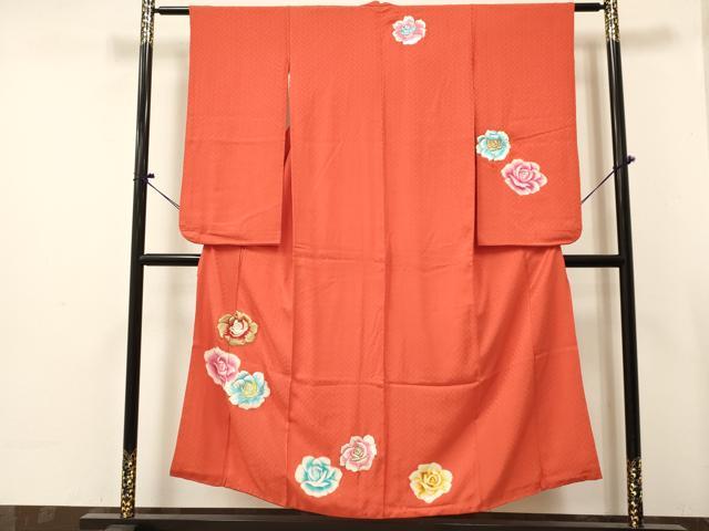 長閑やかさ屋御召しもの∵お嬢さん 十三参り ちびっ子 祝着 刺しゅう ローズ 薔薇 現ナマ糸 珠玉 DABE7181ma