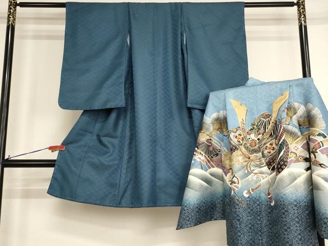 平和屋着物[]七五三　男の子　5歳　祝着・羽織セット　兜　立浪松文　暈し染め　金彩　AABH2937ja｜平和屋