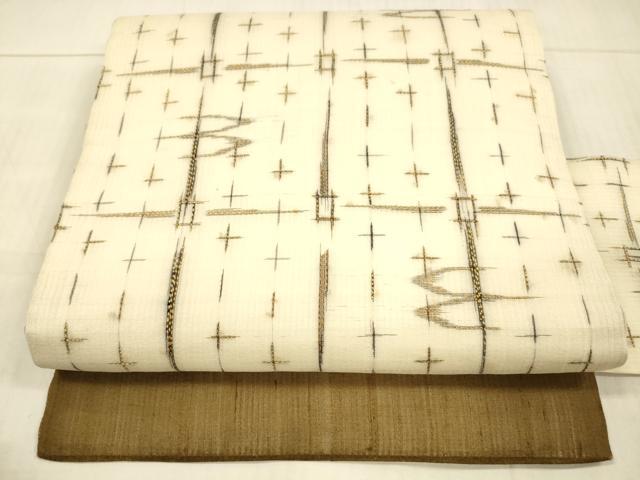 平和屋着物＊夏物 九寸名古屋帯 絣文様 正絹 逸品 DAAX0021cm｜平和屋