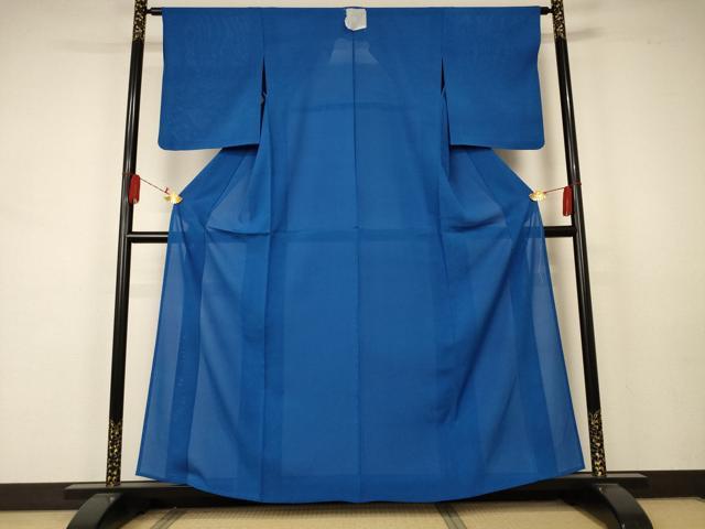 長閑やかさ屋御召しもの＊夏物 色無地 絽 紺碧色 正絹 珠玉 AABA9315jd