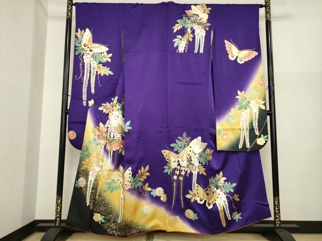 平和屋着物●豪華振袖 花蝶文 暈し染め 金彩 正絹 逸品 AABI8813ck|平和屋
