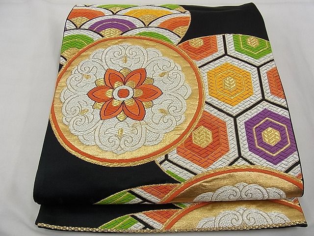 楽天市場】平和屋着物□六通柄袋帯 唐織 鏡裏花文 黒地 金銀糸 逸品 n