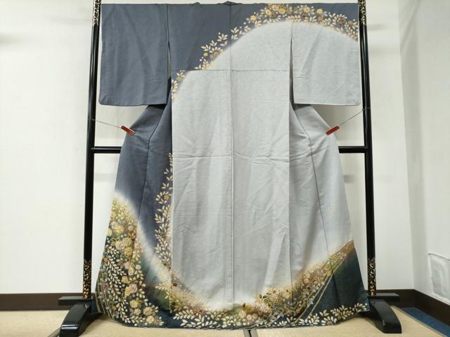 平和屋着物●越後十日町の一流染匠 桐屋・翠山工房 徳永憲峯 訪問着 辻が花 絞り 暈し染め 金通し地 正絹 逸品 CABI3119yc|平和屋