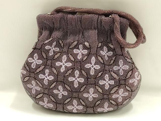 平和屋着物●和装小物 和装バッグ ハンドバッグ ビーズバッグ 花七宝 逸品 AABH6656ay|平和屋