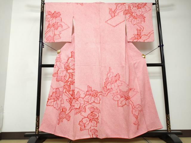 平和屋着物●訪問着　総絞り　草花文　正絹　逸品　DABI2324ud｜平和屋
