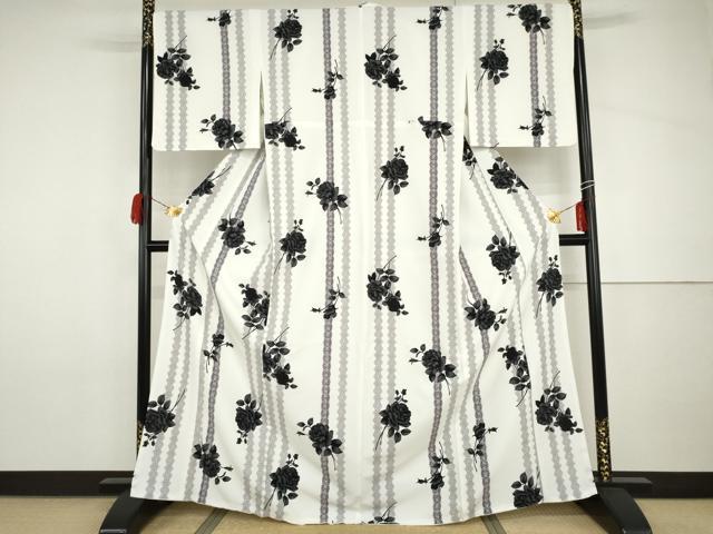 平和屋着物●松田聖子 SEIKOMATSUDA 小紋 薔薇 バラ 洗える着物 未使用 AABH8919cs