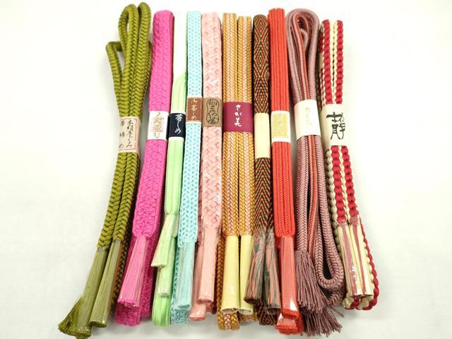 平和屋着物●和装小物 帯締め10本セット 畝打組 御岳組 丸組 銀座三河屋 さが美扱い 金糸 逸品 未使用 CABF7304ju