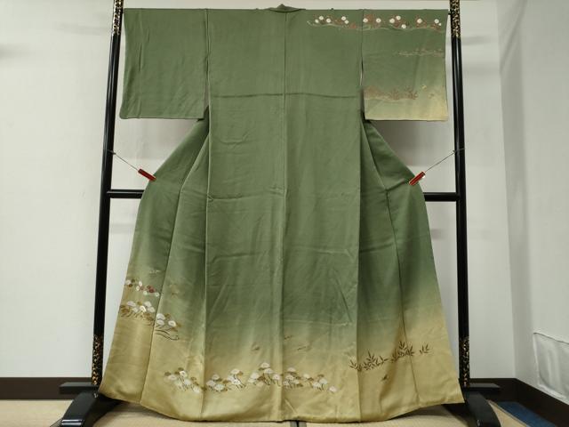 平和屋着物●訪問着　刺繍　飛鶴浜松梅文　暈し染め　金彩　ますいわ屋扱い　正絹　逸品　CABG1094yc｜平和屋