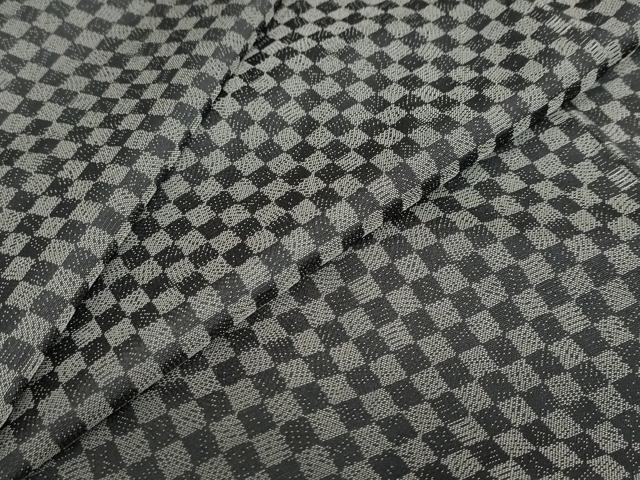 平和屋着物●上質なお召　市松文様　背抜き仕立て　正絹　逸品　DABC2389ud｜平和屋