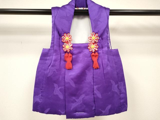 平和屋着物●女の子　子供　３歳　被布　三つ身　飛鶴地紋　菖蒲色　逸品　新品　DAAY3025ma｜平和屋