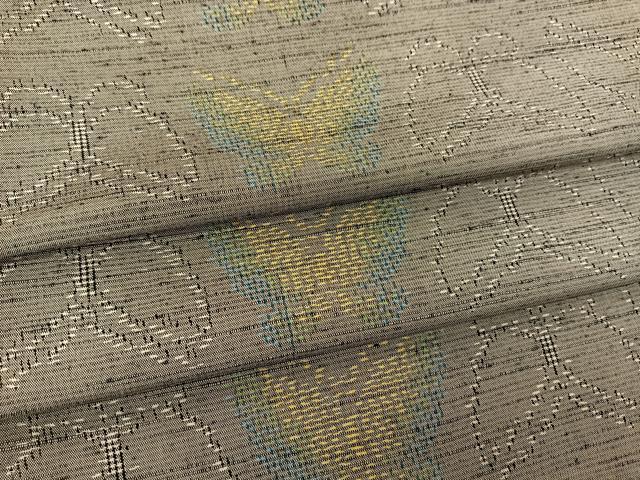 長閑やかさ屋お召しもの▽御前上等な紬 単衣 舞蝶抜け道 正絹 珠玉 BAAS8192yc