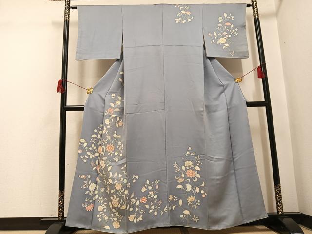 長閑やかさ屋御召しもの●短い訪問着 更紗唐草文 正絹 珠玉 AABH6837ph
