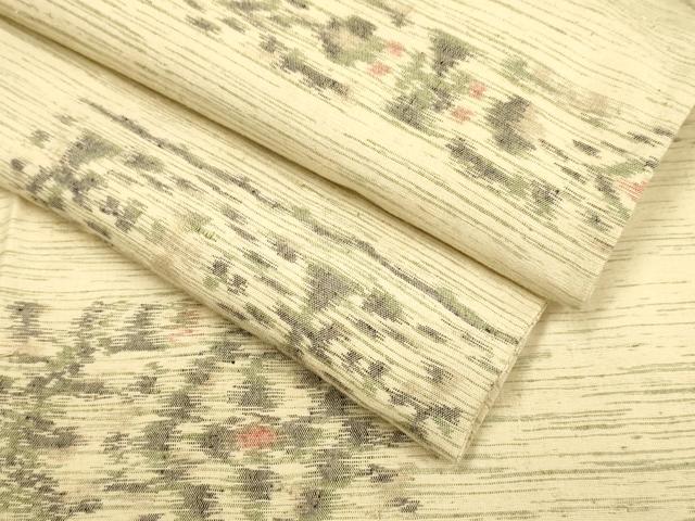 長閑やかさ屋お召しもの▽御前上等な紬 単衣 横段花菱文 正絹 珠玉 DABF5634du