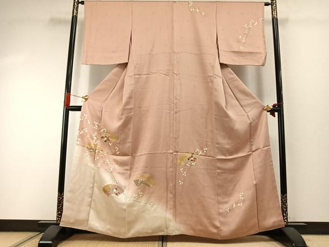 平和屋着物●訪問着　駒刺繍　地紙花文　暈し染め　金彩　正絹　逸品　AABI2048fy｜平和屋