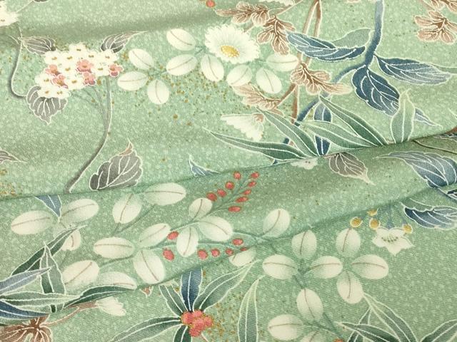 平和屋着物▽上質な小紋　単衣　枝花文　金彩　正絹　逸品DABE4981az｜平和屋