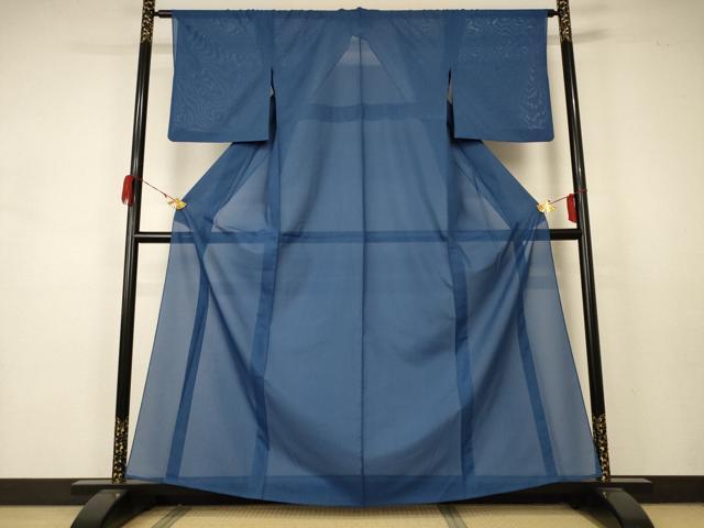 長閑やかさ屋御召しもの＊夏物 色無地 絽 紺薄墨色 洗える御召しもの AABA9298jd