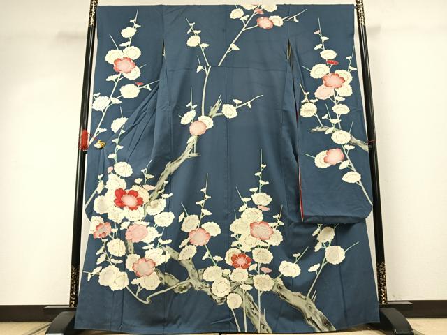 長閑やかさ屋お召しもの●晴れ晴れしい振袖 駒刺しゅう 枝花文 金彩 正絹 珠玉 AABI8910fy