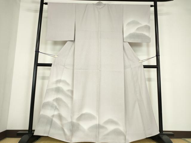 長閑やかさ屋御召しもの▽短い訪問着 単衣 霞文 正絹 珠玉 DABE4178az
