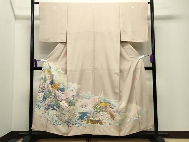 長閑やかさ屋お召しもの●本加賀友禅文筆家 直江良三 色留袖 見晴らし花文 正絹 珠玉 CABG4396gh