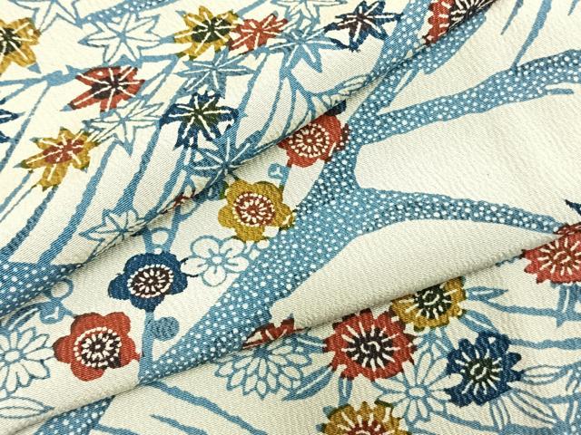 平和屋着物●上質な小紋 型染め 草花文 正絹 逸品 AABH4966fy|平和屋