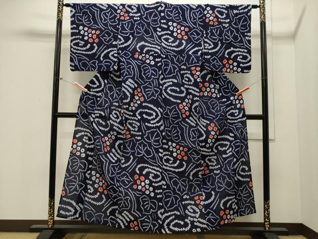 平和屋着物∴夏物 浴衣 有松鳴海絞り 草木文 綿 逸品 CAAW5087dy