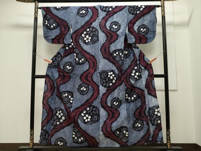 平和屋着物∴夏物 浴衣 有松鳴海絞り 流水花文 綿 逸品 CAAW5101dy|平和屋