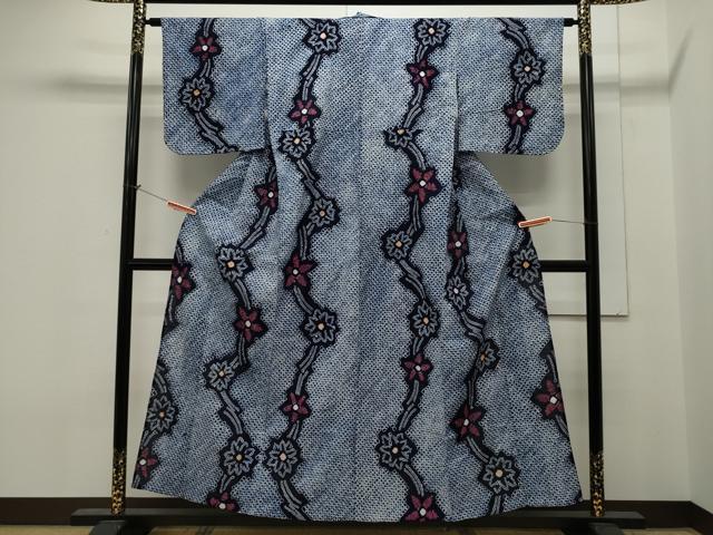 平和屋着物∴夏物 浴衣 有松鳴海絞り 花繋ぎ文 綿 逸品 未使用 CAAW5114dy|平和屋
