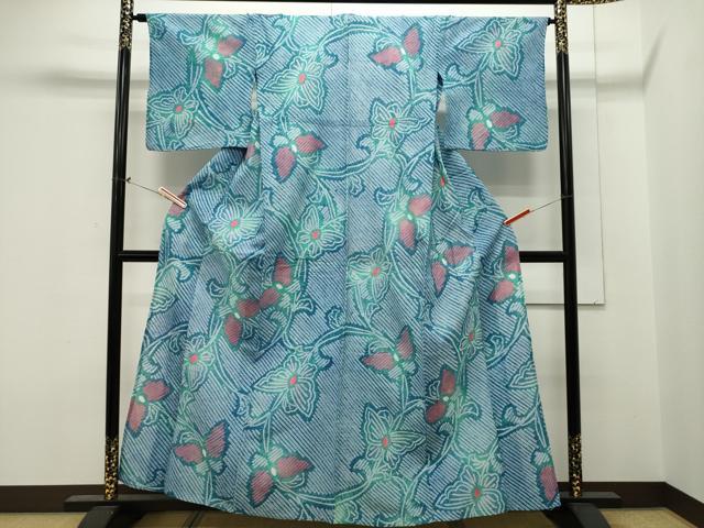 長閑やかさ屋お召しもの∴夏物 浴衣 有松鳴海絞り 舞蝶文 綿 珠玉 CAAW5119dy