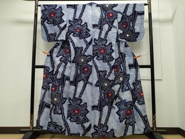 平和屋着物∴夏物 浴衣 有松鳴海絞り 草花文 綿 逸品 CAAW5127dy