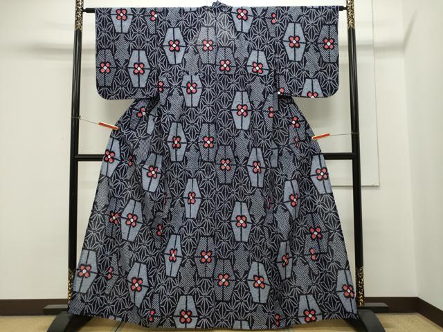 平和屋着物∴夏物 浴衣 有松鳴海絞り 麻の葉文様 綿 逸品 CAAW5142dy|平和屋