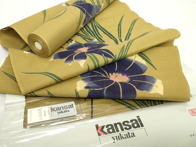 長閑やかさ屋お召しもの＊夏物 現実的ファッションデザイナー 山本寛斎 kansaiブランド名 浴衣 織り地 着尺 顕花植物文 綿 珠玉 未当て嵌める DABH2125zzz