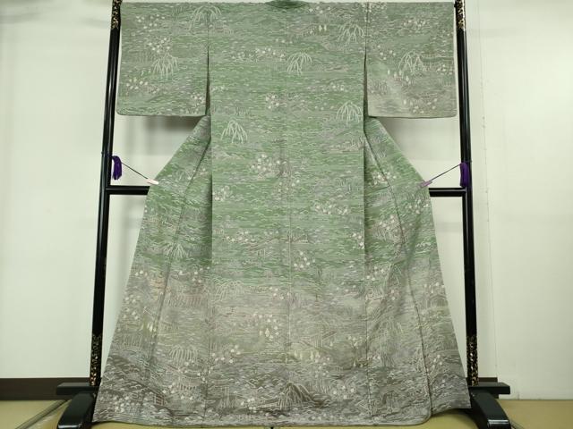 長閑やかさ屋中央局●御前上等 中国三大刺しゅう スワトウ刺しゅう 汕頭刺繍 蘇州刺しゅう 総刺しゅう 短い訪問着 人となり見晴らし花文 暈し染め 金糸 珠玉 DZAB6381kh6