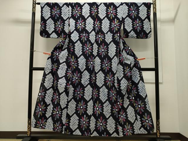 平和屋着物∴夏物 浴衣 有松鳴海絞り 亀甲花文 綿 逸品 CAAW5037dy