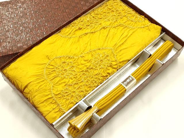 平和屋着物●和装小物 帯締め・帯揚げセット 畝組 柄絞り 雲取り花文 逸品 未使用 AABJ5904ay|平和屋