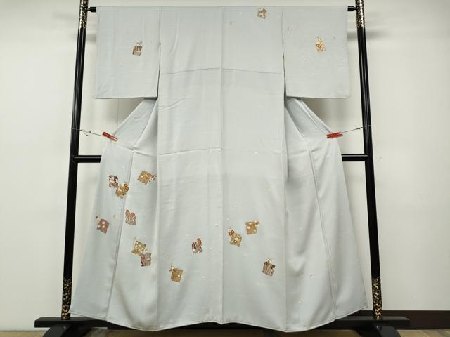 平和屋着物●訪問着 駒刺繍 破れ色紙花文 金彩 正絹 逸品 CABF3341ut