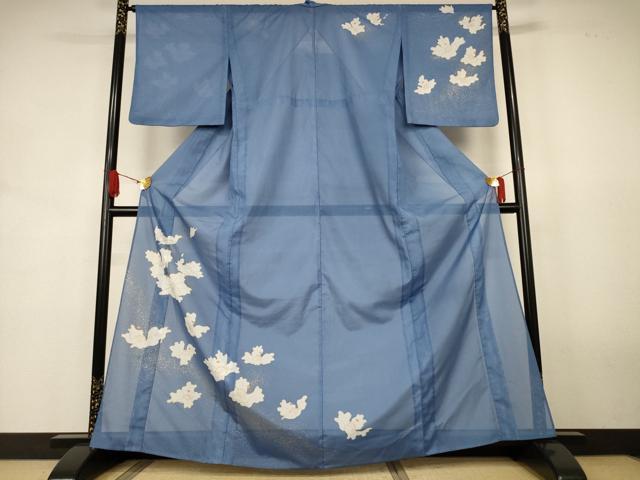 長閑やかさ屋お召しもの＊夏物 短い訪問着 絽 舞花文 金彩 洗えるお召しもの AABJ8113jd
