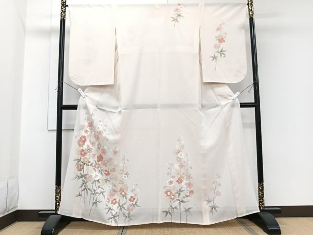 長閑やかさ屋お召しもの＊夏物 短い訪問着 絽 枝顕花植物文 金彩 正絹 珠玉 CABI3791xi