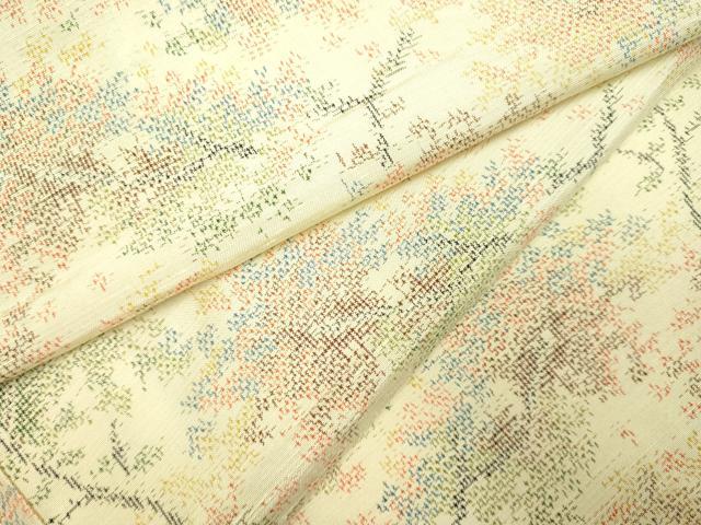 長閑やかさ屋御召しもの▽御前上等な紬 単衣 森林地帯文 正絹 珠玉 DAAP7403du