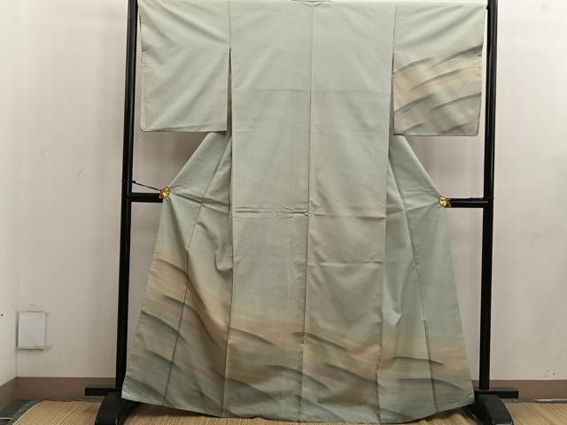 長閑やかさ屋御召しもの●短い訪問着 発祥地染大島紬 水流文 正絹 珠玉 BAAW3500mz