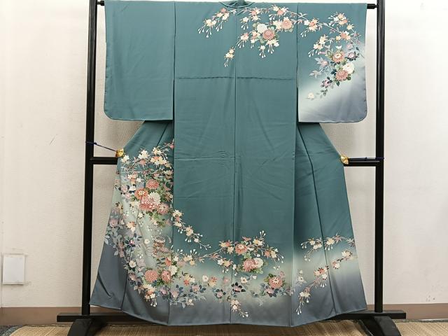 平和屋着物●訪問着　相良刺繍　枝菊花文　暈し染め　金彩　正絹　逸品　BAAW3520mz｜平和屋 20,779円