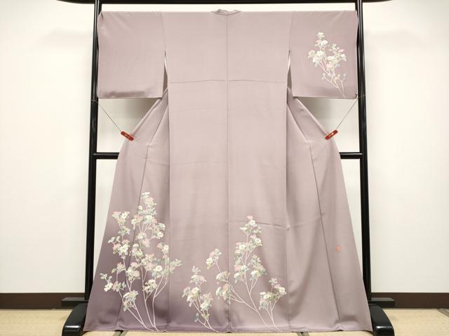 平和屋本店●極上 本加賀友禅作家 野路博 訪問着 枝花文 薄柿色地 逸品 CYAA4869s6|平和屋
