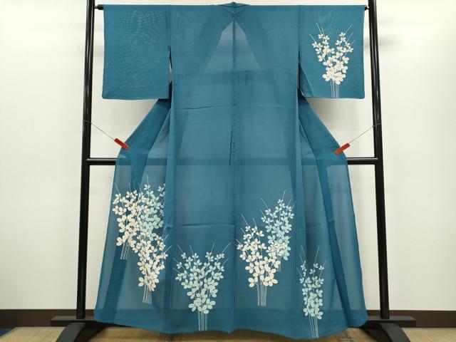 長閑やかさ屋御召しもの＊夏物 短い訪問着 絽 萩 正絹 珠玉 CABG2219ze