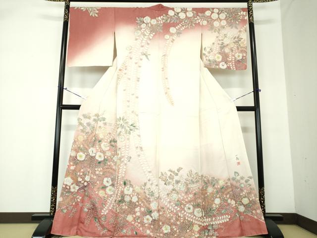 訪問着　吉野一廉　辻ヶ花　作家　落款　高級　絞り　銀通し　正絹 楽天市場】極上逸品『吉野一廉』神秘の辻が花訪問着/黒/落款有