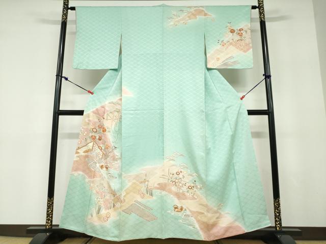 平和屋着物●訪問着 駒刺繍 流水鴛鴦草花文 金彩 高島屋扱い 正絹 逸品 DABD9491ud