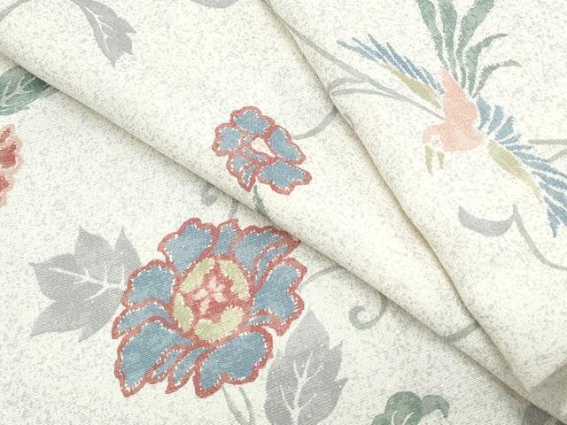 平和屋着物▽上質な小紋 単衣 花鳥唐草文 正絹 逸品 CABF7685th|平和屋