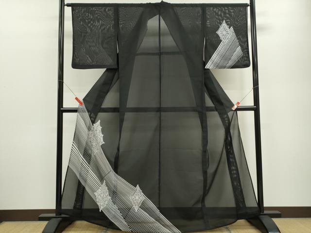 平和屋着物＊夏物 訪問着 絽 菱吉祥花文 黒地 洗える着物 CABB9720ze｜平和屋 10,306円